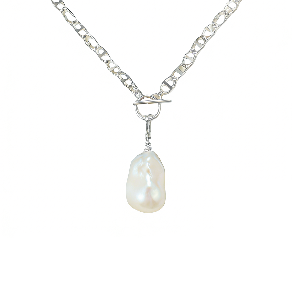 冰雪琉璃-20-30mm白色淡水巴洛克珍珠吊坠 淡水巴洛克 Pearl Pendant detail view