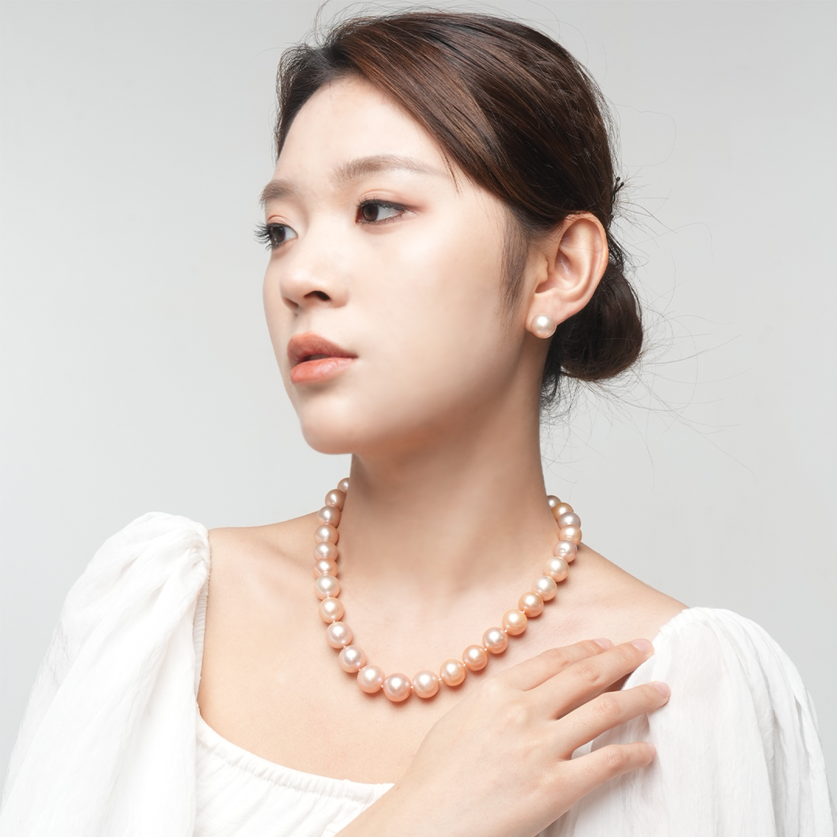 日出金-11-12mm、12-13mm金色淡水珍珠耳钉 淡水爱迪生 Pearl Earrings detail view