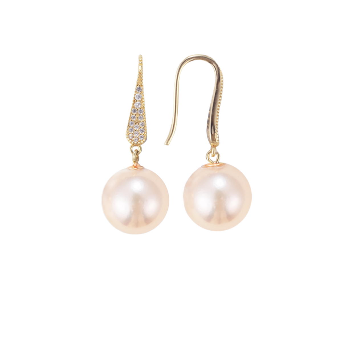 日出金-11-12mm金色淡水珍珠耳坠 淡水爱迪生 Pearl Earrings detail view