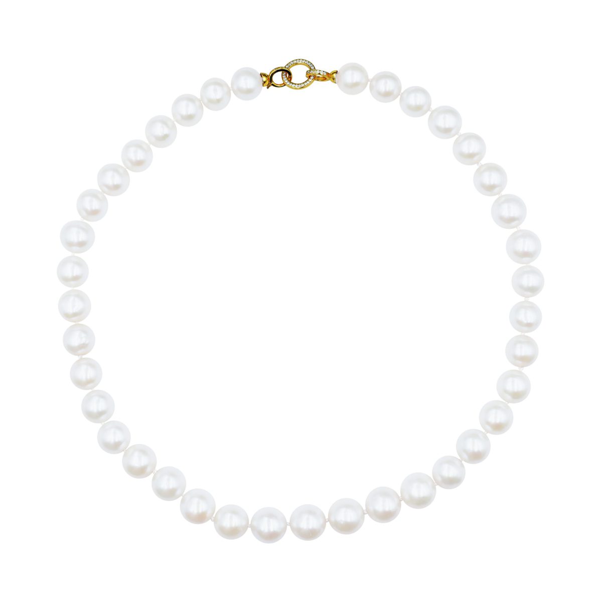 Moon Glow -10.5-12mm White Freshwater Pearl Necklace 淡水爱迪生 Pearl Necklace detail view