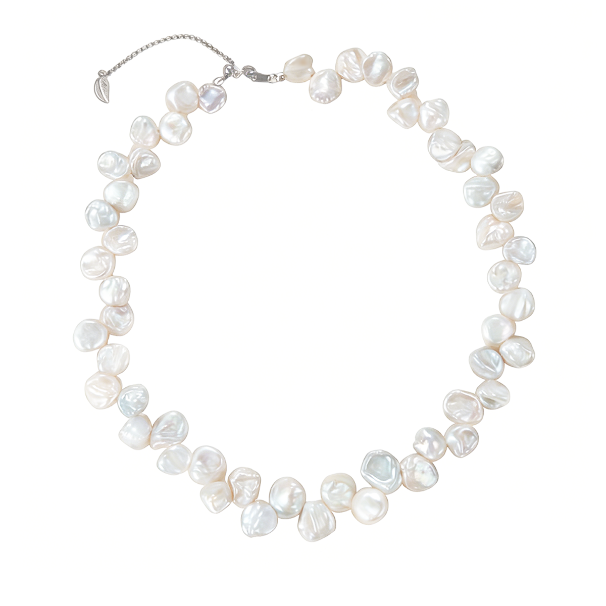 落英 （不带吊坠）-9-12mm白色淡水无核keshi珍珠项链 淡水keshi Pearl Necklace detail view