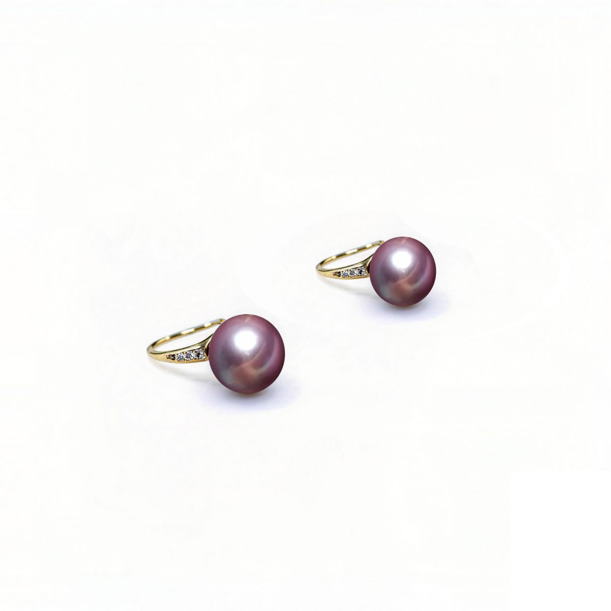 帝王紫-11-12mm紫色淡水珍珠耳坠 淡水爱迪生 Pearl Earrings detail view