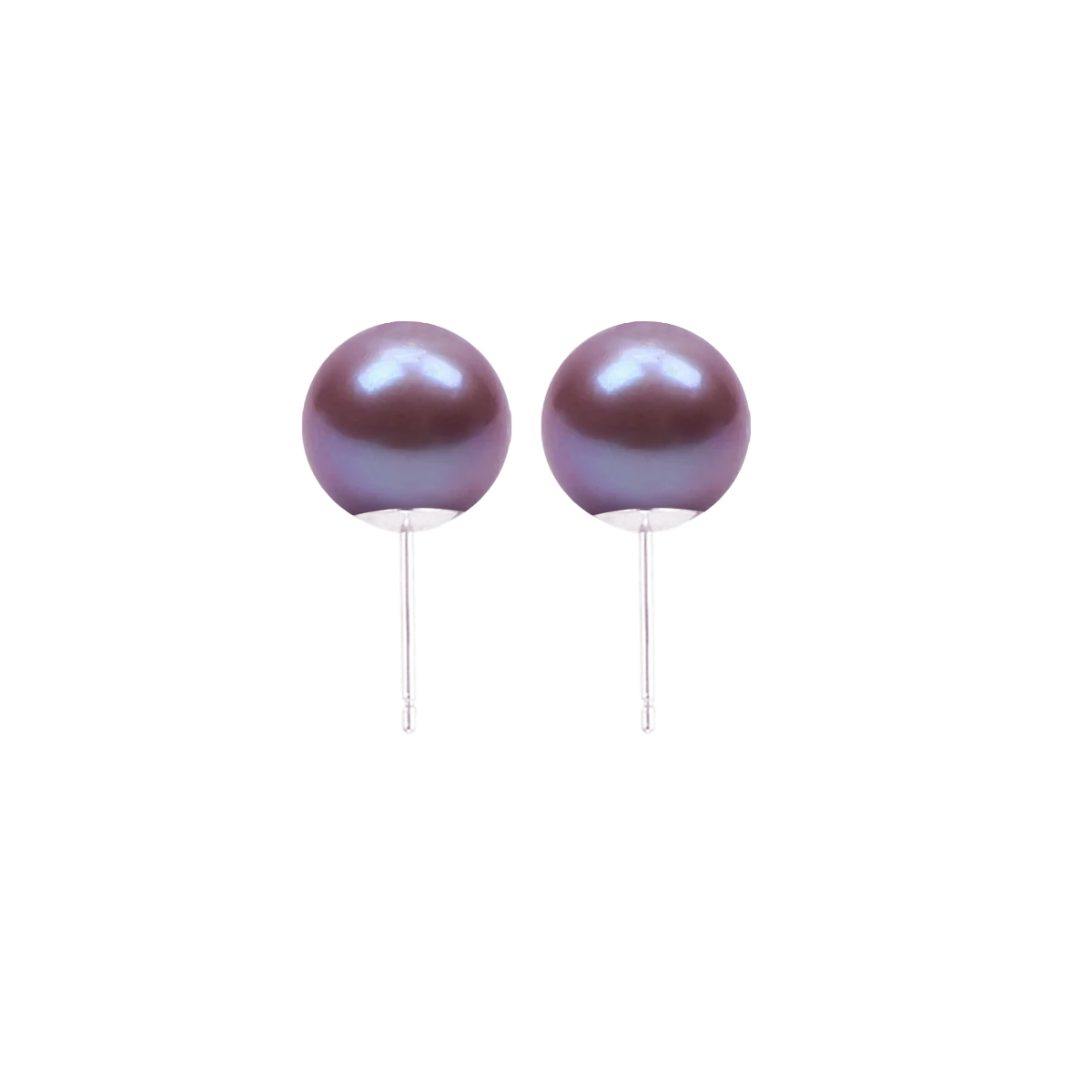 帝王紫-10-11mm紫色淡水珍珠耳钉 淡水爱迪生 Pearl Earrings detail view