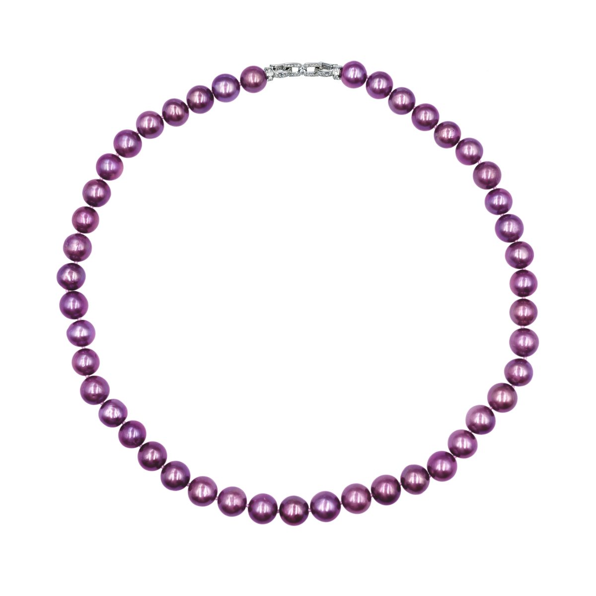 Imperator violet - collier de perles d'eau douce violet 9 - 10 mm 淡水爱迪生 Pearl Necklace detail view