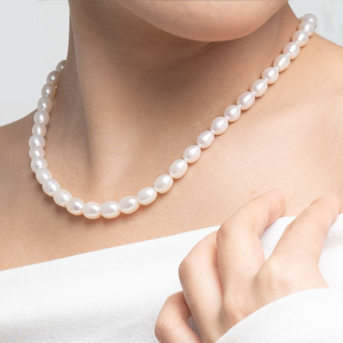美人泪 - 8.5-9.5 mm白色淡水无核珍珠项链 淡水无核 Pearl Necklace detail view
