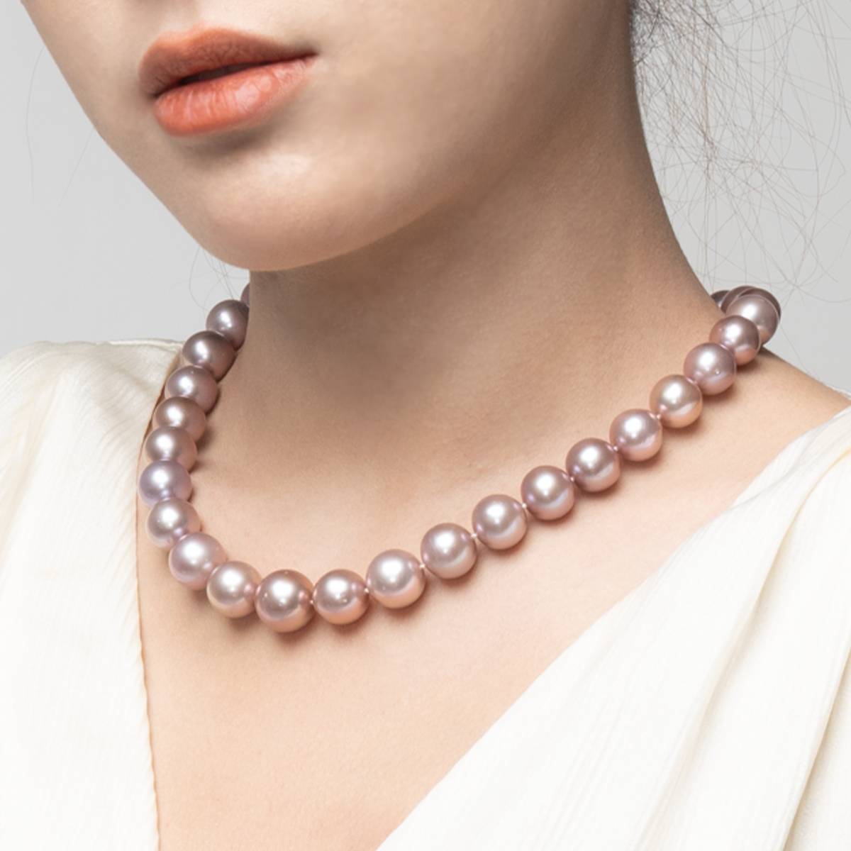 鎏金紫-11.5-14.5mm紫色淡水珍珠项链 淡水爱迪生 Pearl Necklace detail view