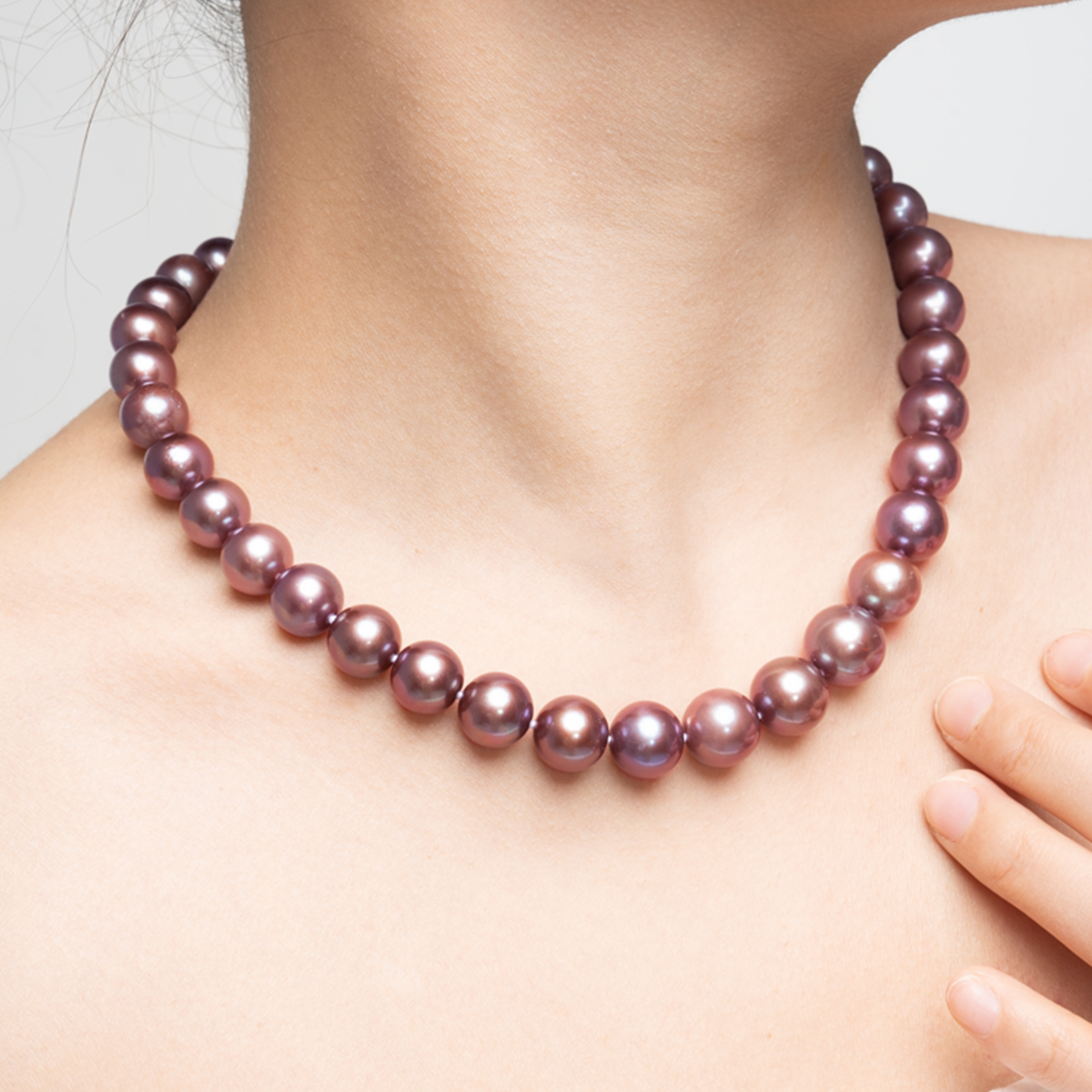 至尊帝王紫-10-13mm紫色淡水珍珠项链 淡水爱迪生 Pearl Necklace detail view