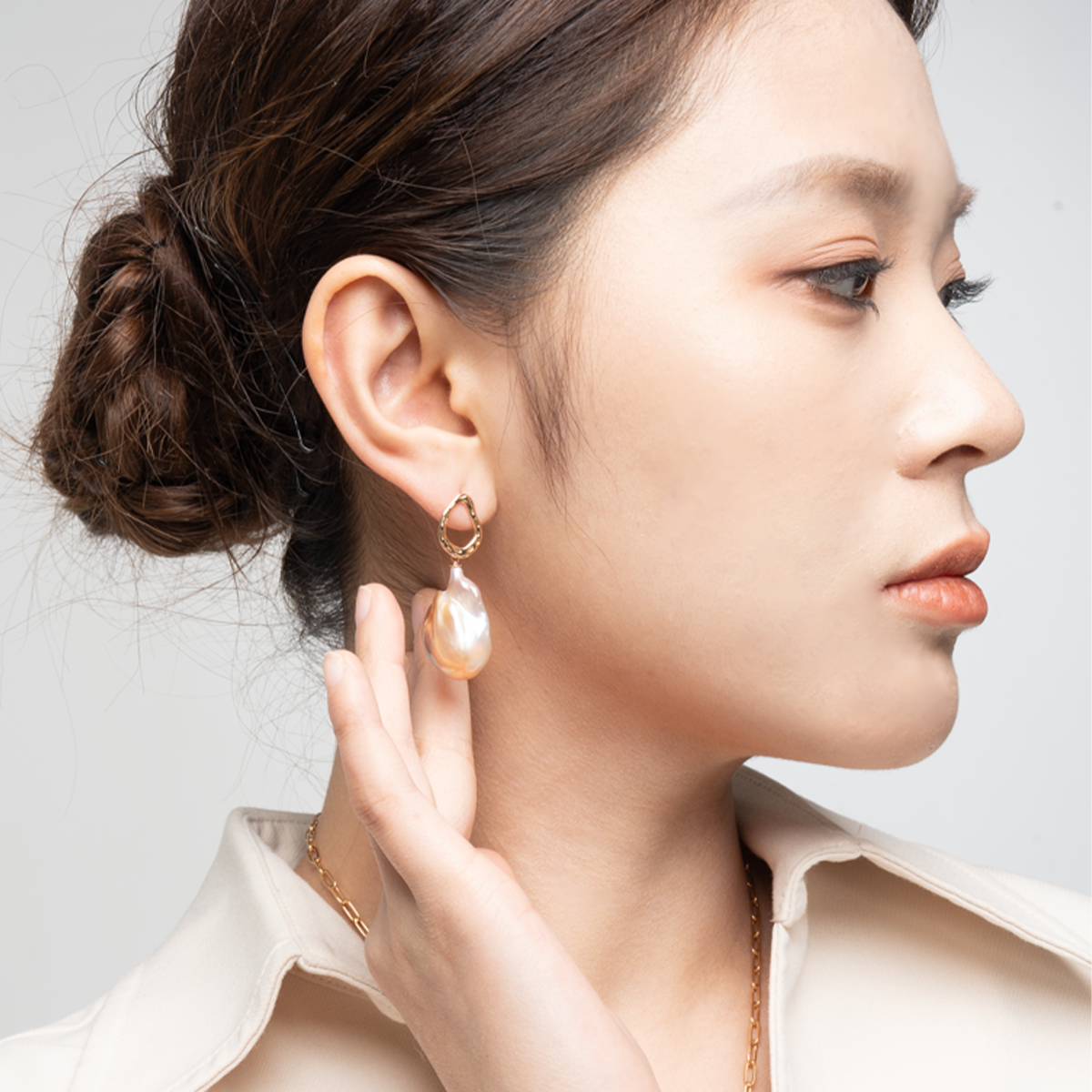 锦绣琉璃20-30mm炫彩紫淡水巴洛克珍珠耳坠 淡水巴洛克 Pearl Earrings product listing