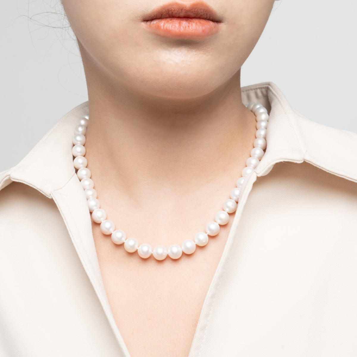 花夭-8.5-9.5mm白色淡水无核珍珠项链 淡水无核 Pearl Necklace detail view