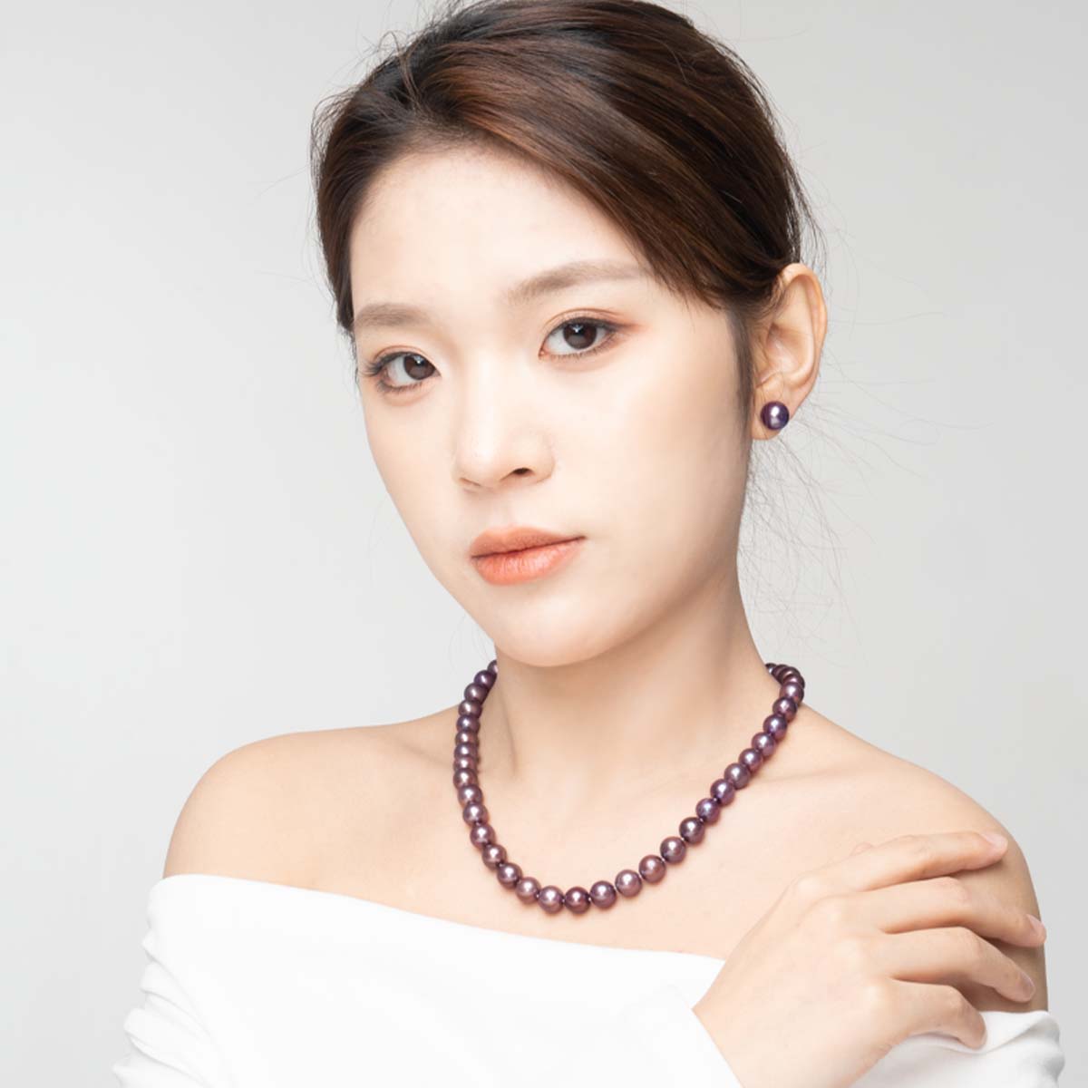 帝王紫- 9-10 mm紫色淡水珍珠项链 淡水爱迪生 Pearl Necklace product display