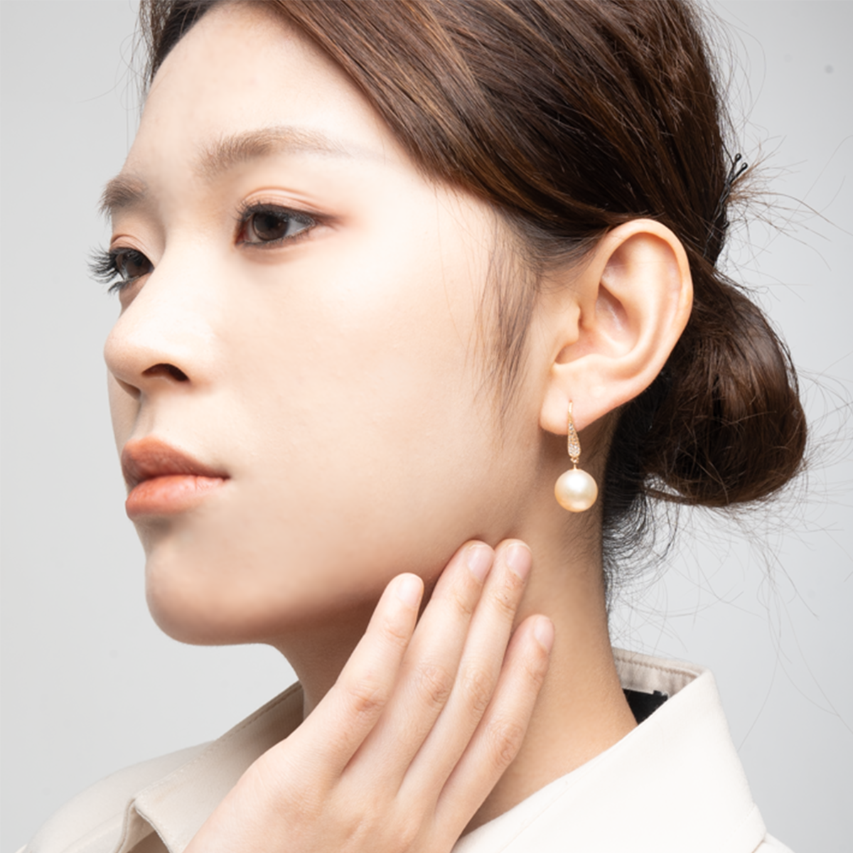 日出金-11-12mm金色淡水珍珠耳坠 淡水爱迪生 Pearl Earrings product display