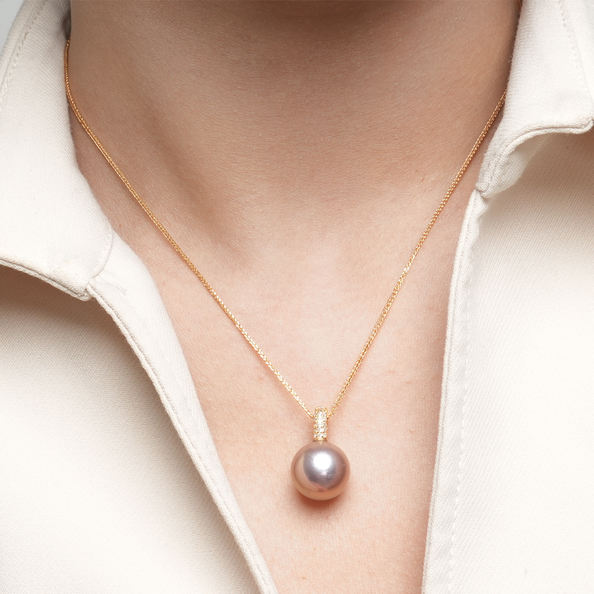 鎏金紫-12-13mm紫色淡水珍珠吊坠 淡水爱迪生 Pearl Pendant detail view