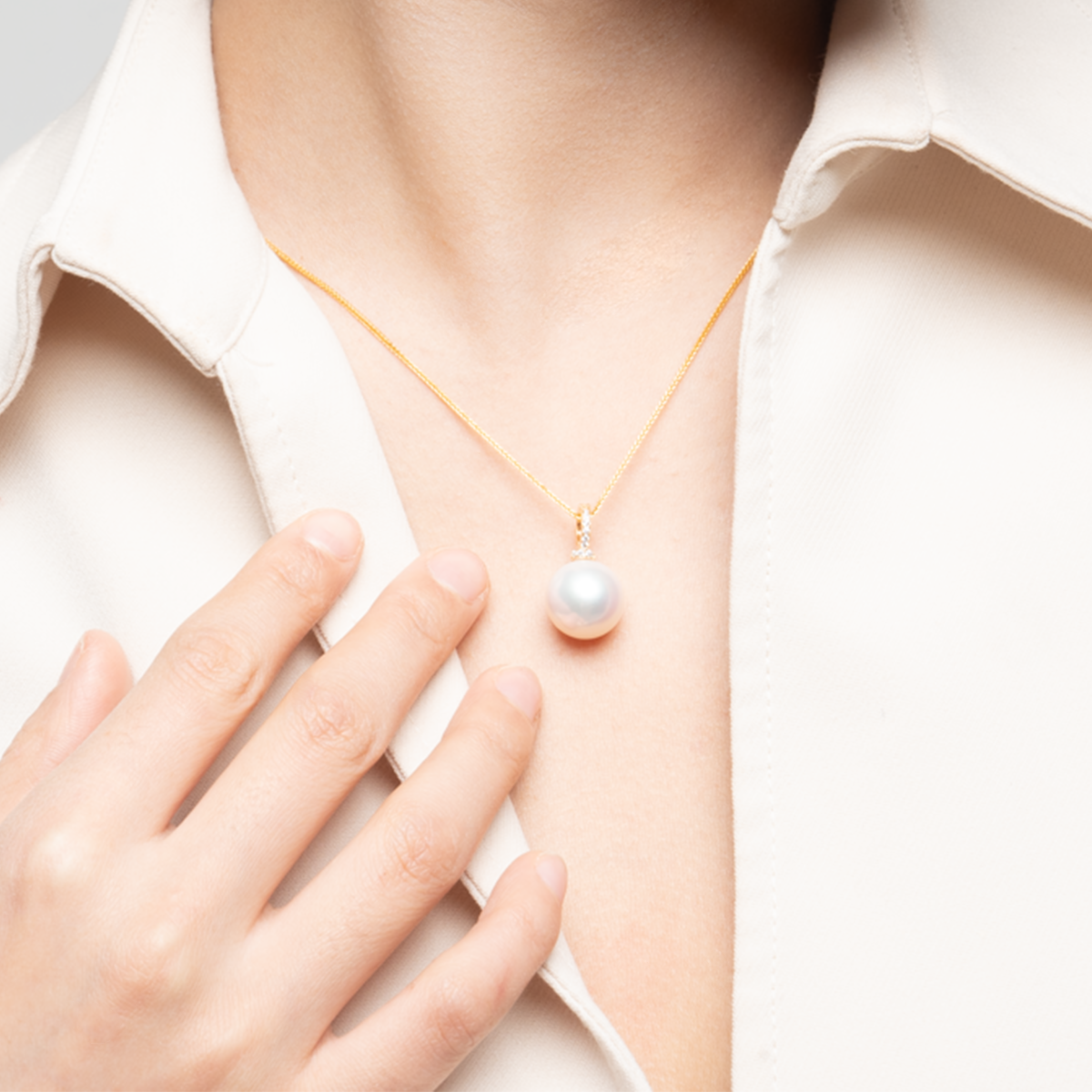赛澳白-12-13mm白色淡水珍珠吊坠 淡水爱迪生 Pearl Pendant detail view