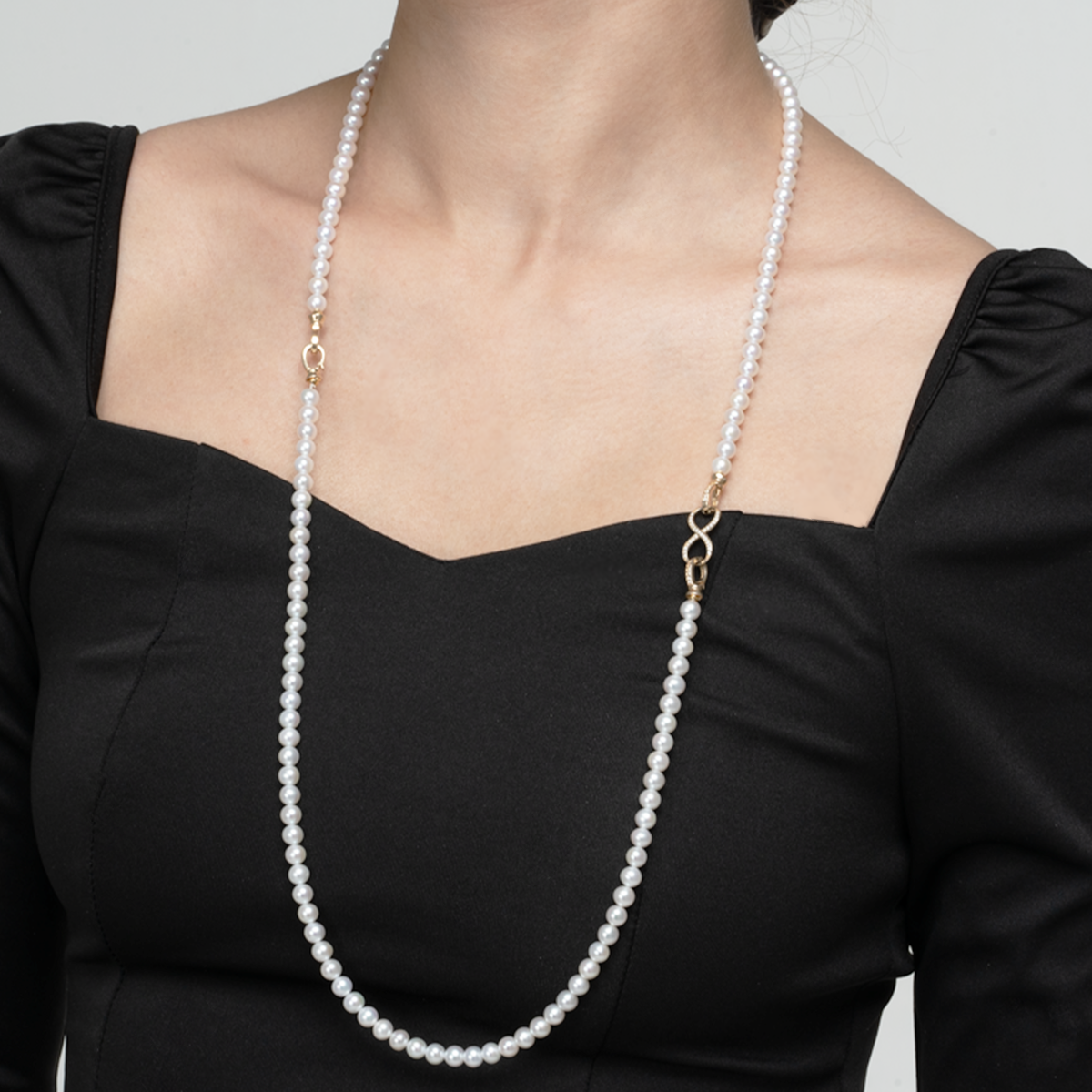 时尚女王-5.5-6mm白色淡水AK珍珠双排项链 淡水AK Pearl Necklace detail view