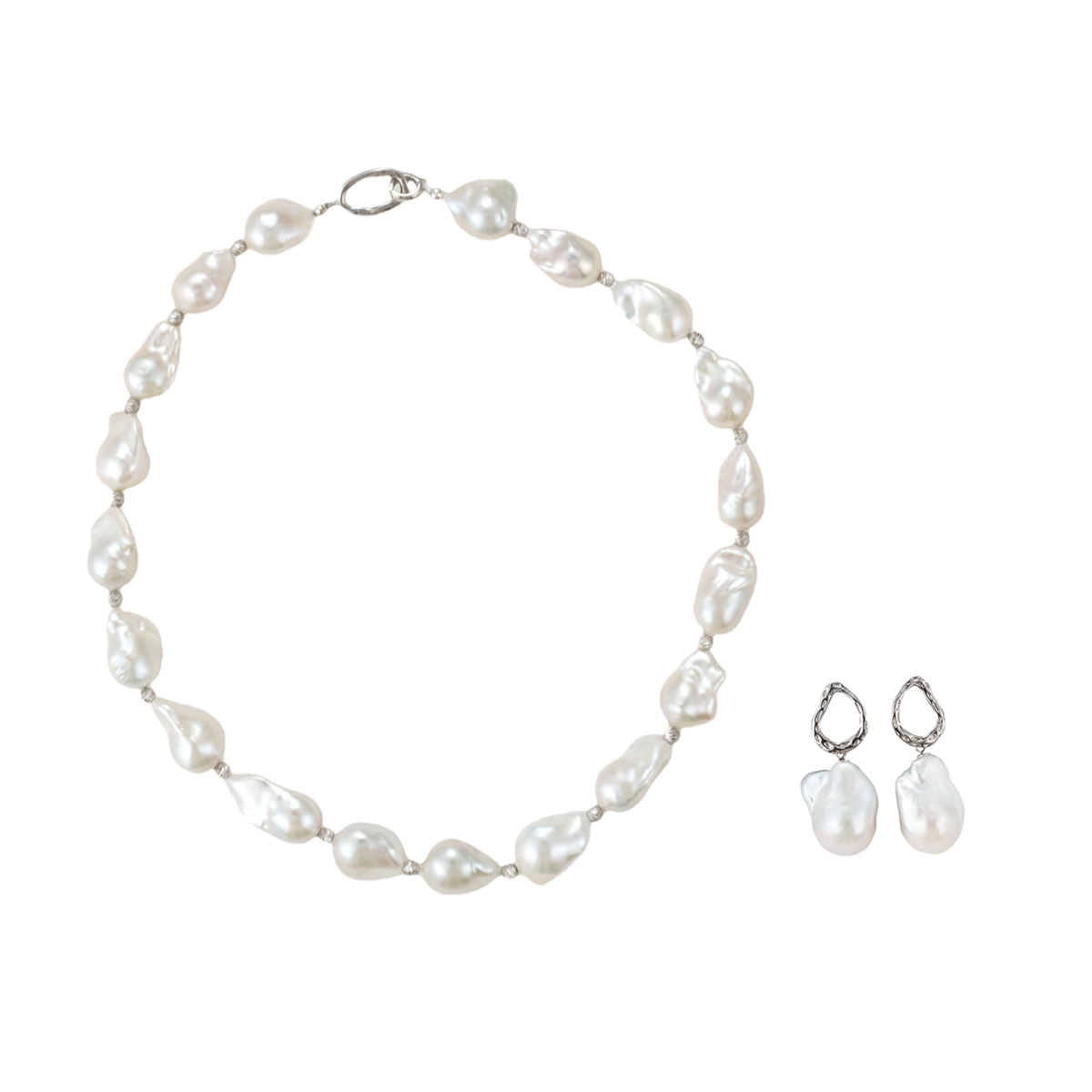冰雪琉璃-白色淡水巴洛克珍珠项链耳环套装 淡水巴洛克 Pearl Taozhuang product listing