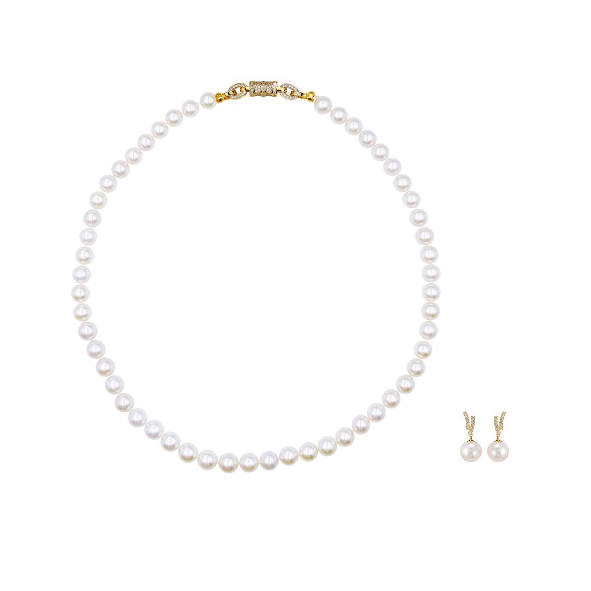 白色淡水无核珍珠项链耳环套装 淡水无核 Pearl Taozhuang product listing