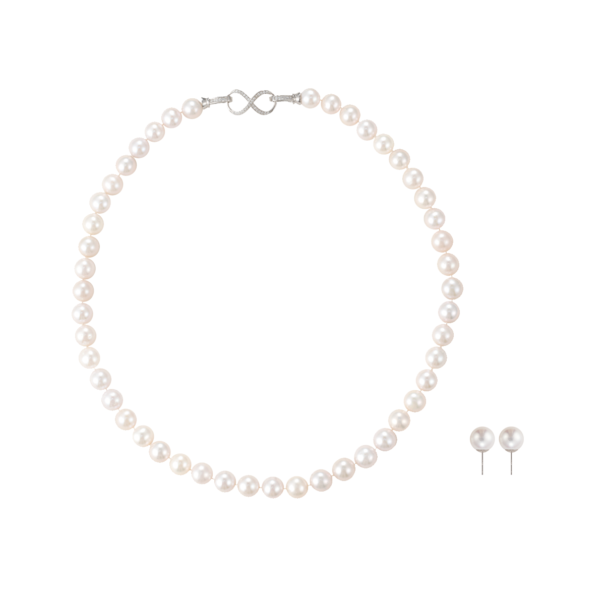白色淡水珍珠项链耳钉套装 淡水无核 Pearl Taozhuang product listing