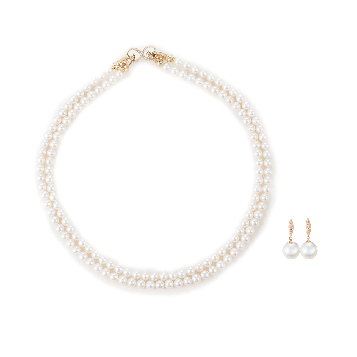 白色淡水珍珠项链耳坠套装 淡水爱迪生 Pearl Taozhuang product listing
