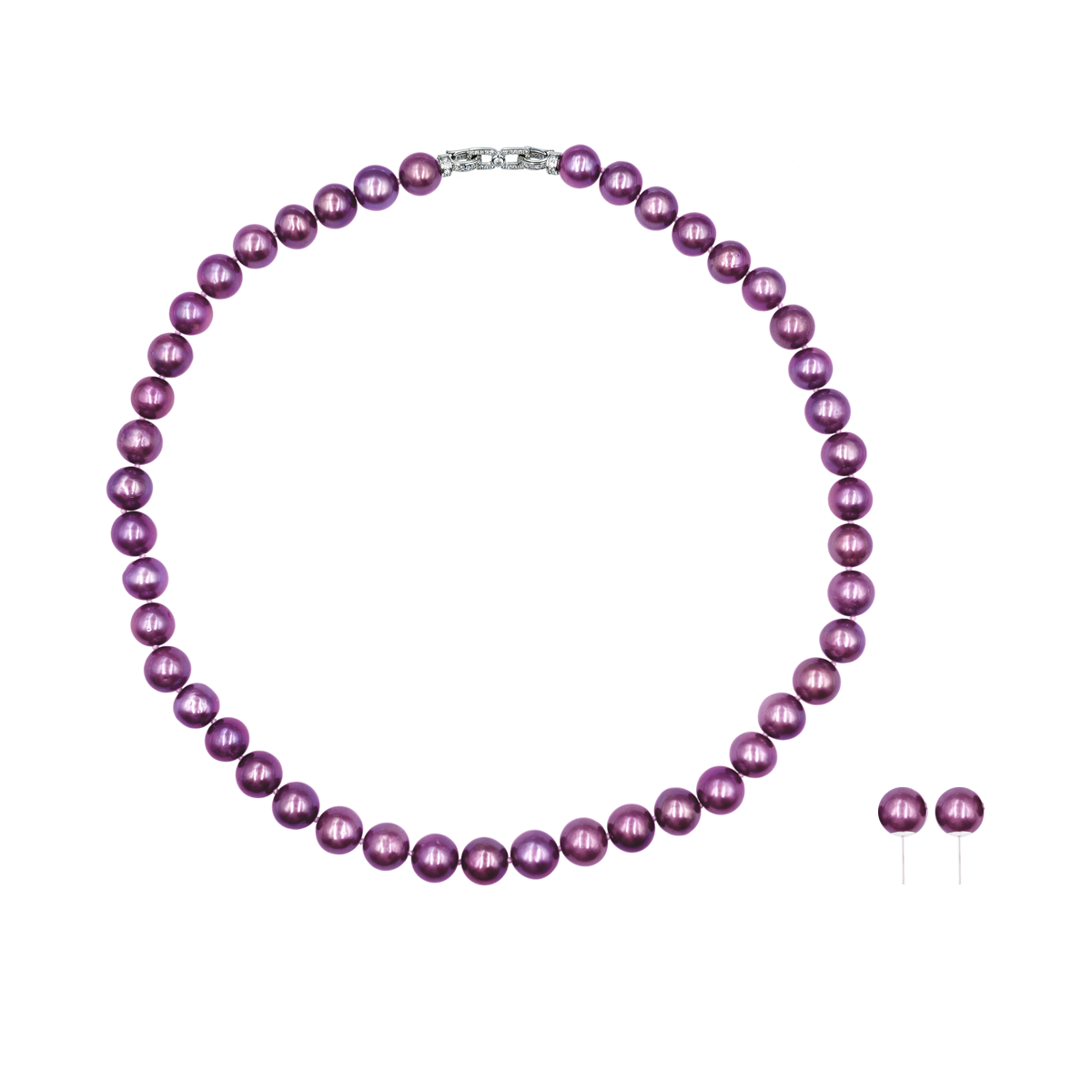 Emperor Purple - Purple Freshwater Pearl Necklace Earring Set 淡水爱迪生 Pearl Taozhuang detail view