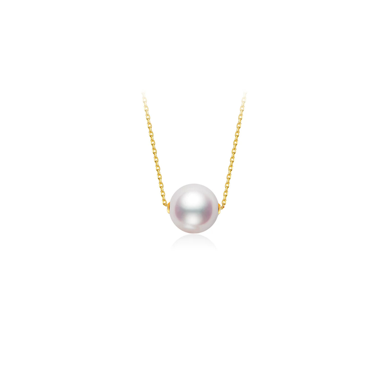 海水Akoya珍珠路路通项链18K金单颗吊坠极简锁骨颈链 Freshwater Pearl Necklace product listing