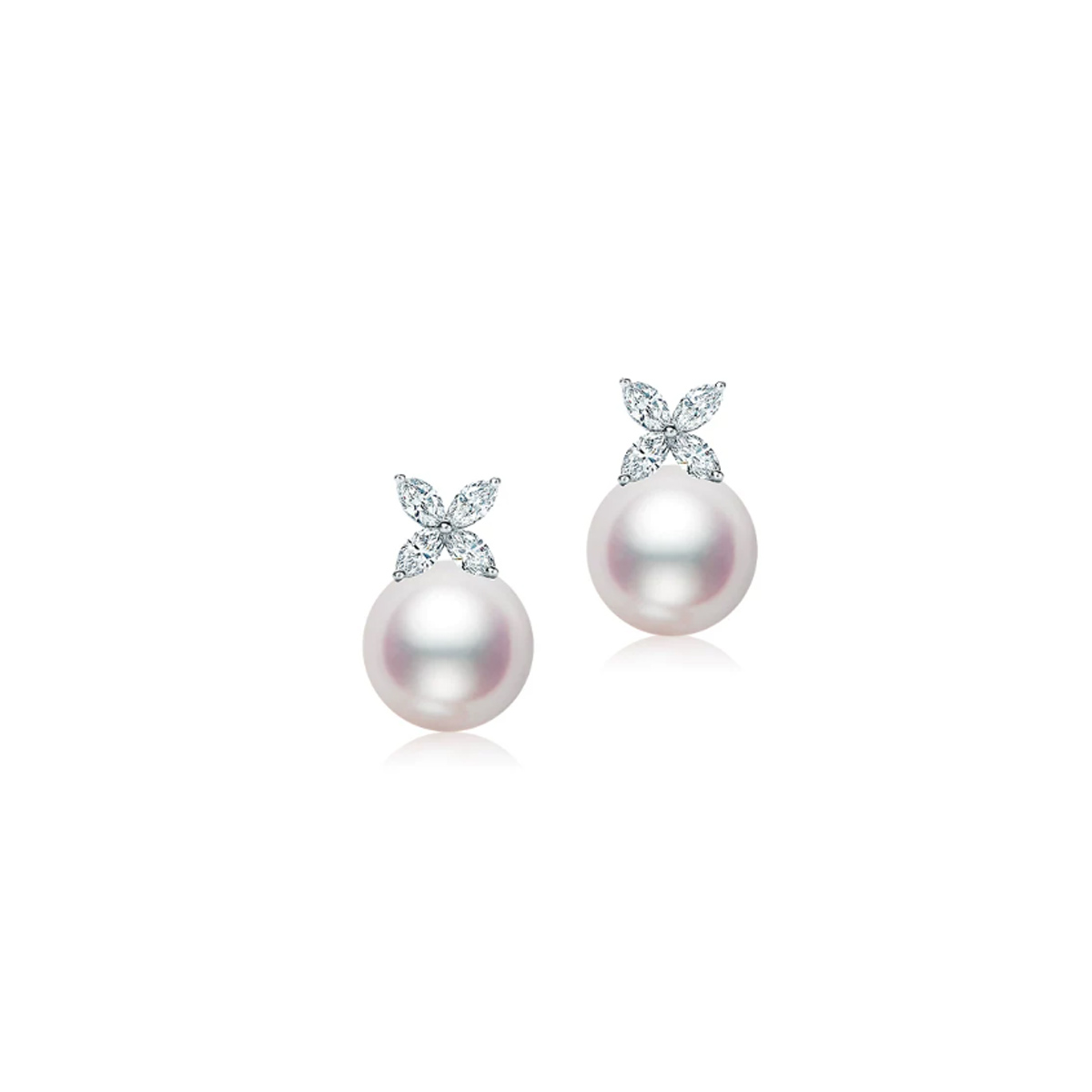海水Akoya珍珠四叶草马眼钻耳钉18K金天然钻石耳环耳饰 Freshwater Pearl Earrings product listing