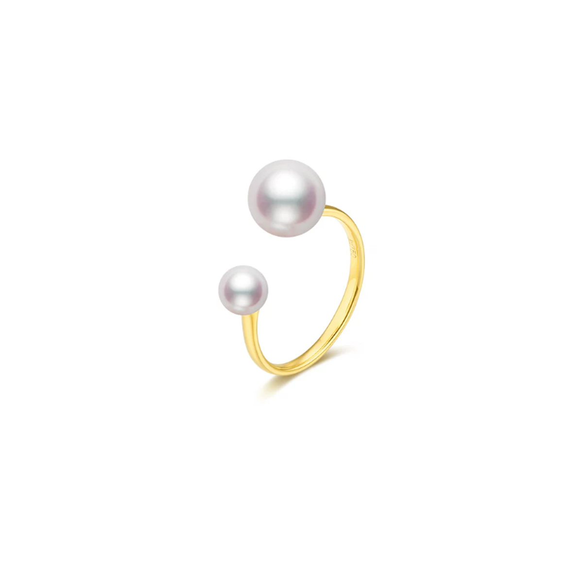 海水akoya珍珠戒指18K金双珠指环气质简约戒指 Freshwater Pearl Ring product listing
