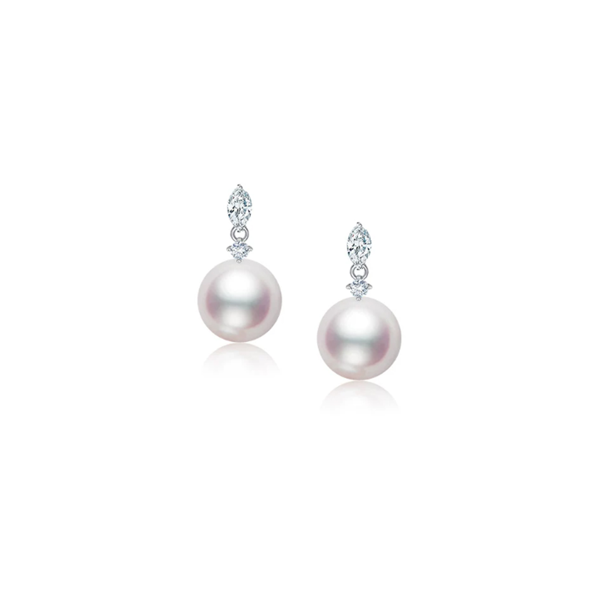 海水Akoya珍珠耳钉18K白金天然马眼钻石耳环 Freshwater Pearl Earrings product listing