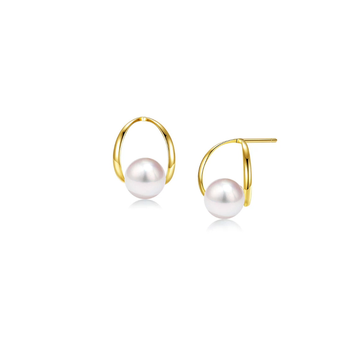 海水Akoya珍珠耳钉18K金括弧形耳环 Freshwater Pearl Earrings related product