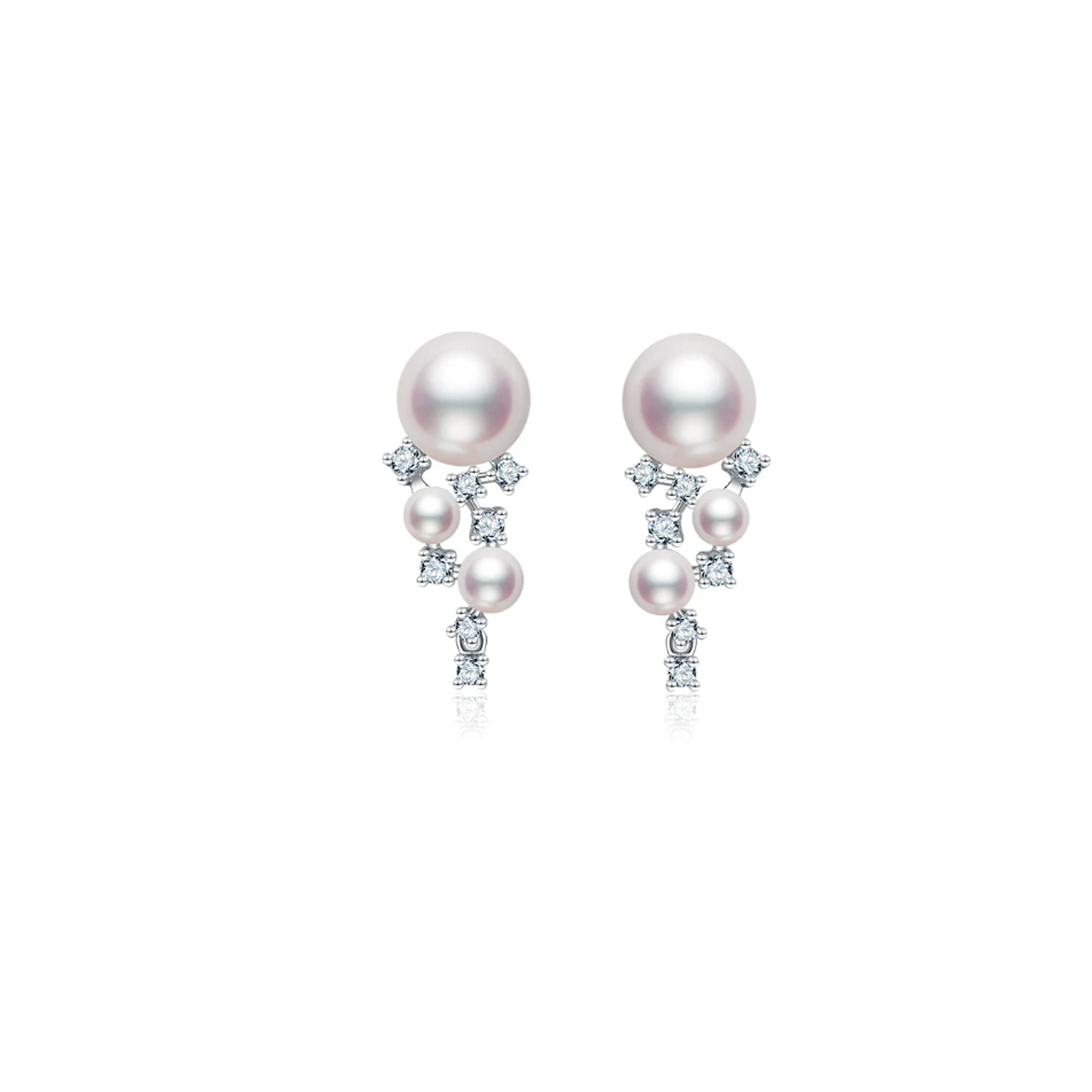 海水Akoya珍珠繁星耳钉18K金天然钻石精致轻奢耳钉耳饰 Freshwater Pearl Earrings product listing