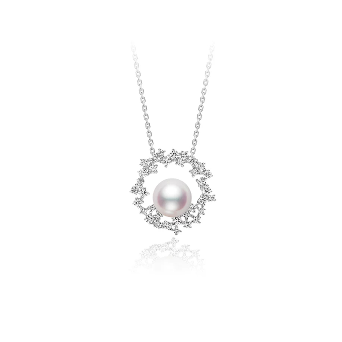 海水Akoya珍珠项链繁星系列18K金天然钻石吊坠锁骨链 Freshwater Pearl Pendant product listing