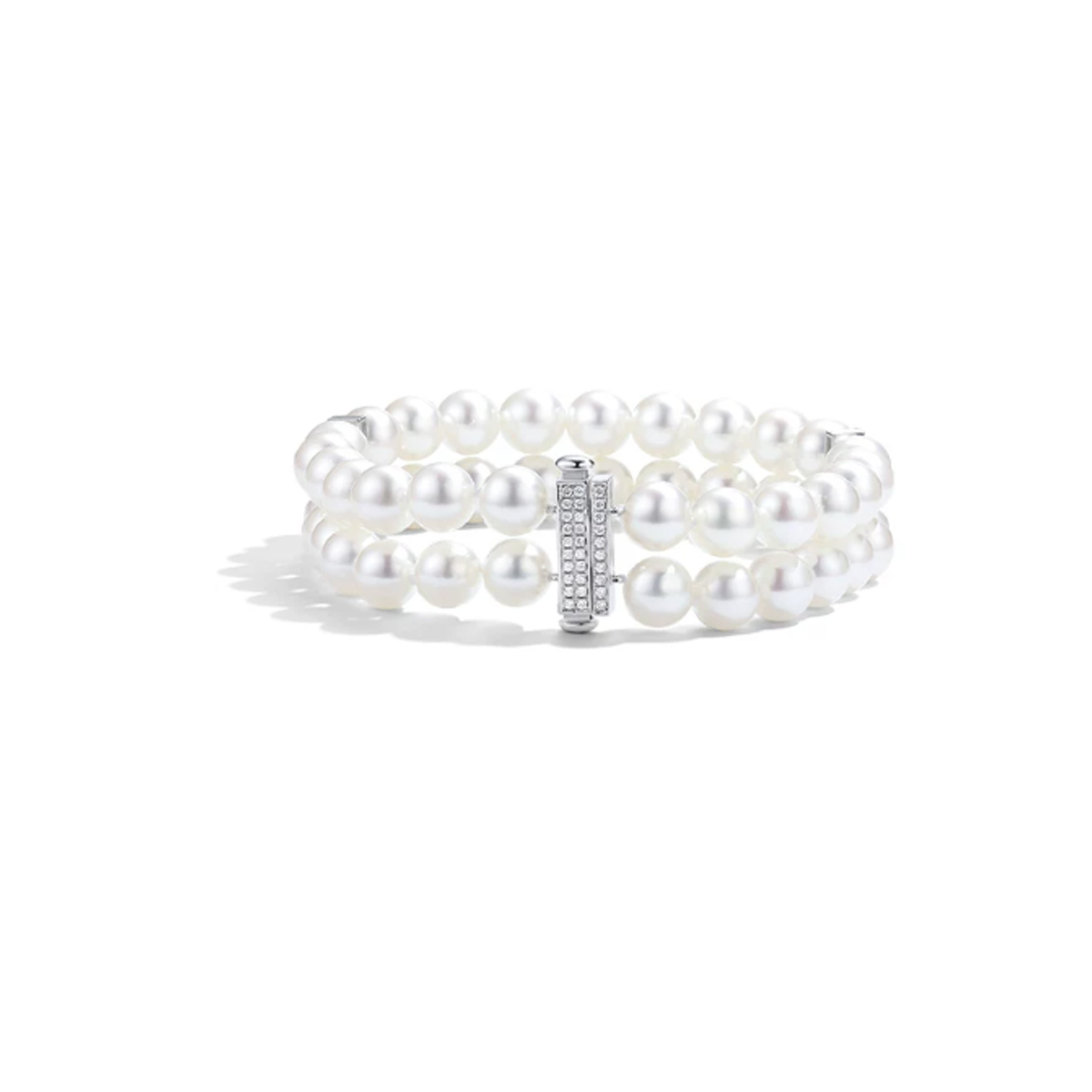 海水Akoya双排珍珠手串手链18K金天然钻石扣手镯 Freshwater Pearl Bracelet product listing