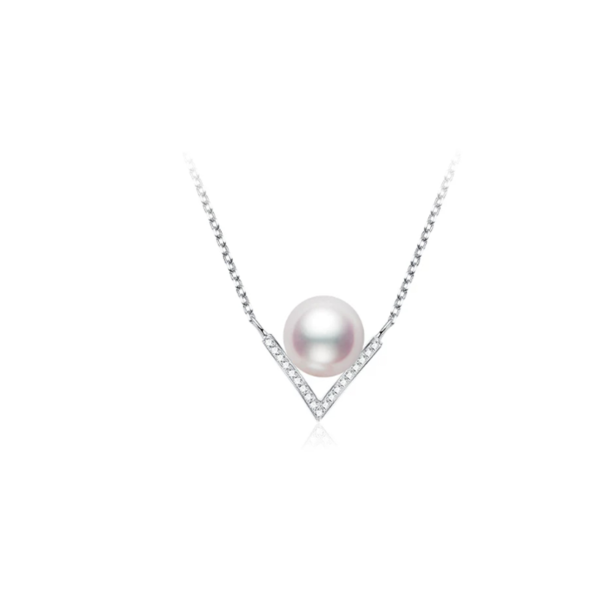 海水Akoya珍珠项链18K金天然钻石项链气质V字型锁骨链颈链 Freshwater Pearl Necklace product listing