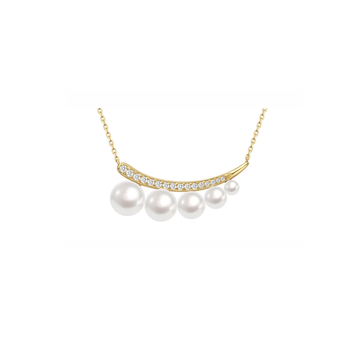 新月18K金Akoya海水珍珠项链钻石吊坠 Freshwater Pearl Necklace product listing