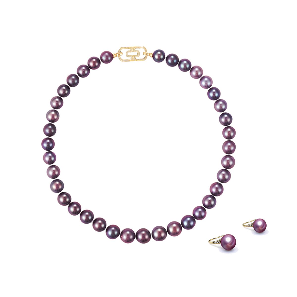 Supreme Emperor Purple - Purple Freshwater Pearl Necklace Earring Set 淡水爱迪生 Pearl Taozhuang detail view