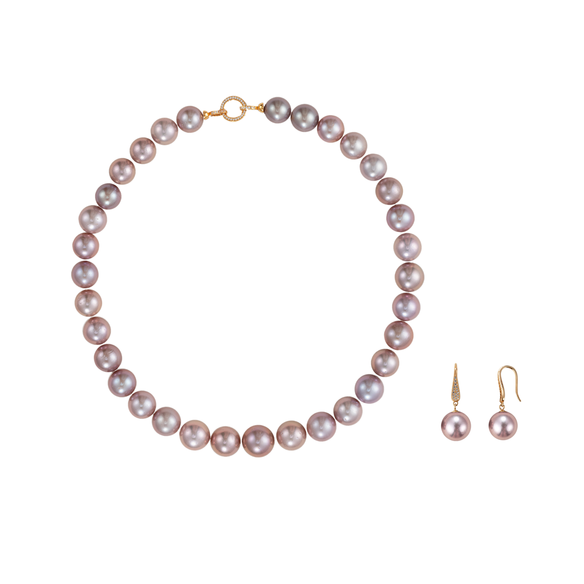 鎏金紫-紫色淡水珍珠项链耳环套装 淡水爱迪生 Pearl Taozhuang product listing