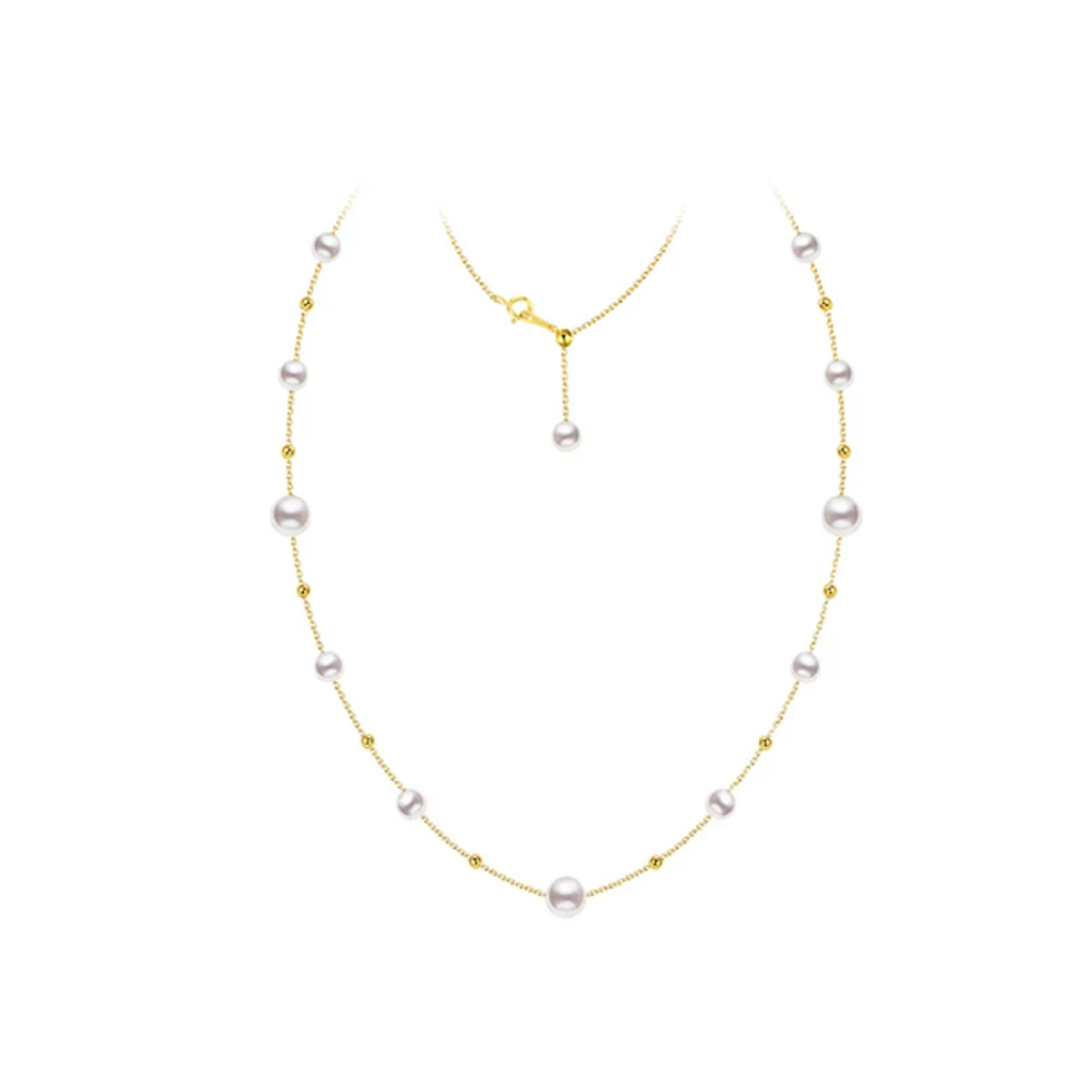 满天星珍珠项链极光Akoya海水珍珠18K金锁骨颈链毛衣链 Freshwater Pearl Necklace product listing