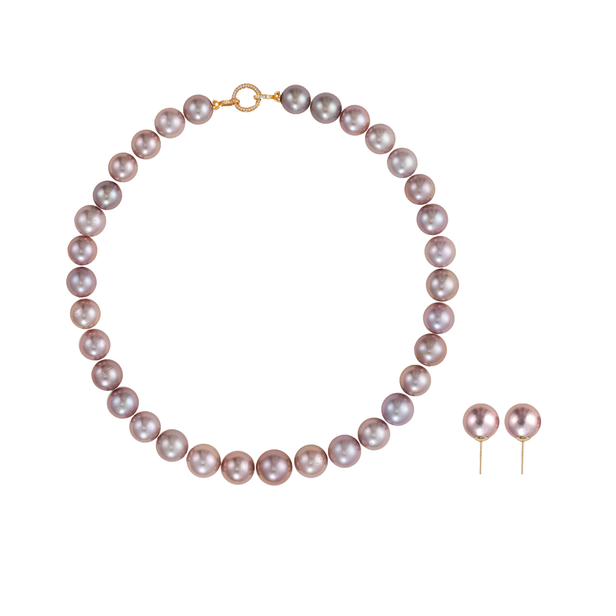 鎏金紫-紫色淡水珍珠项链耳钉套装 淡水爱迪生 Pearl Taozhuang product listing
