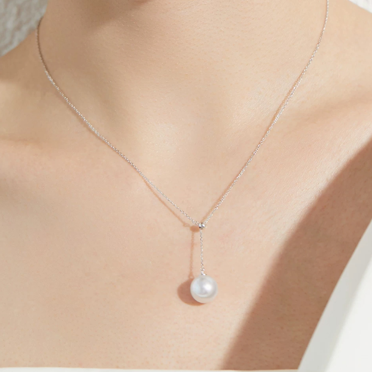 澳白珍珠项链18K金海水单颗吊坠Y字颈链时尚毛衣链 Freshwater Pearl Necklace detail view