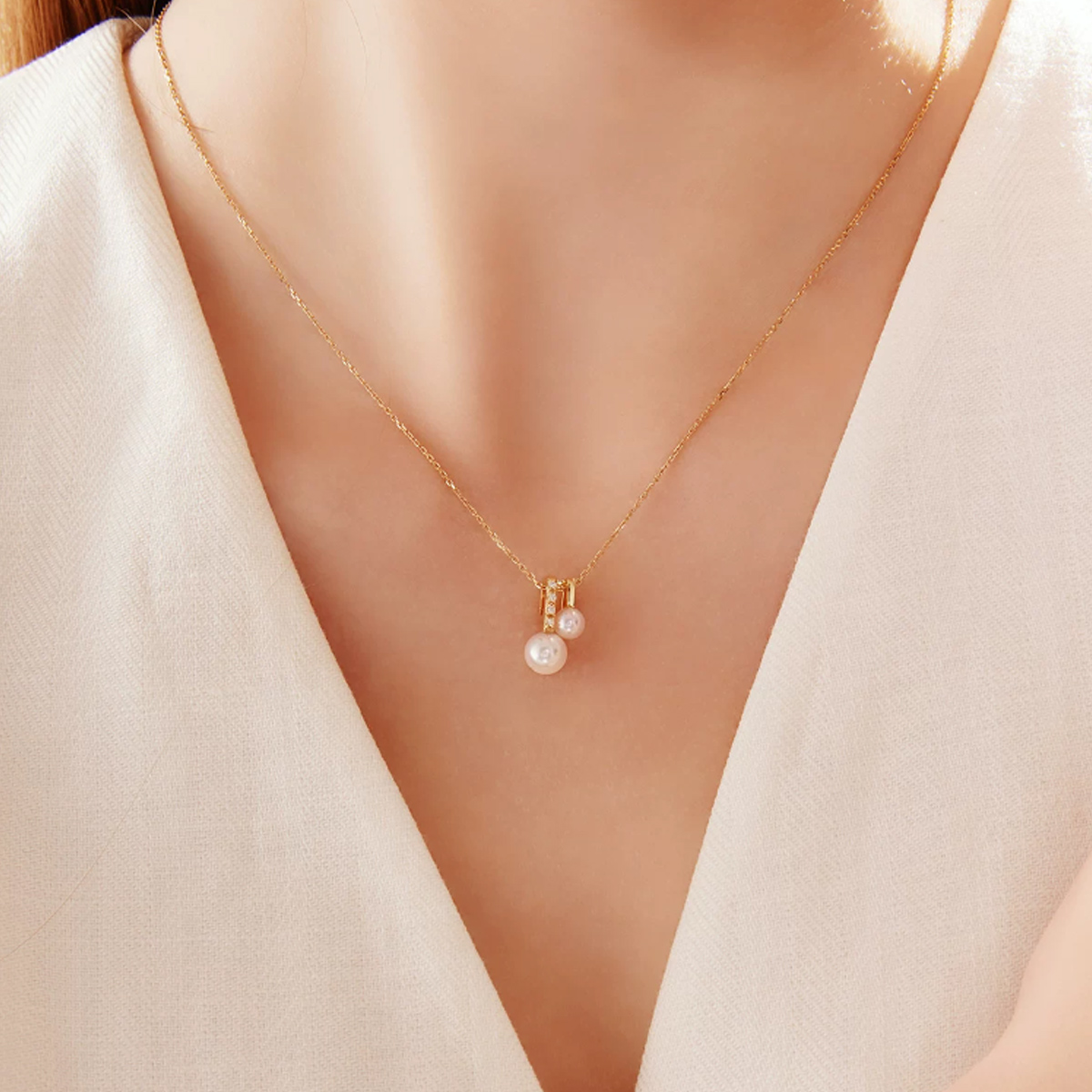 平衡木Akoya海水珍珠音符吊坠 Freshwater Pearl Pendant detail view